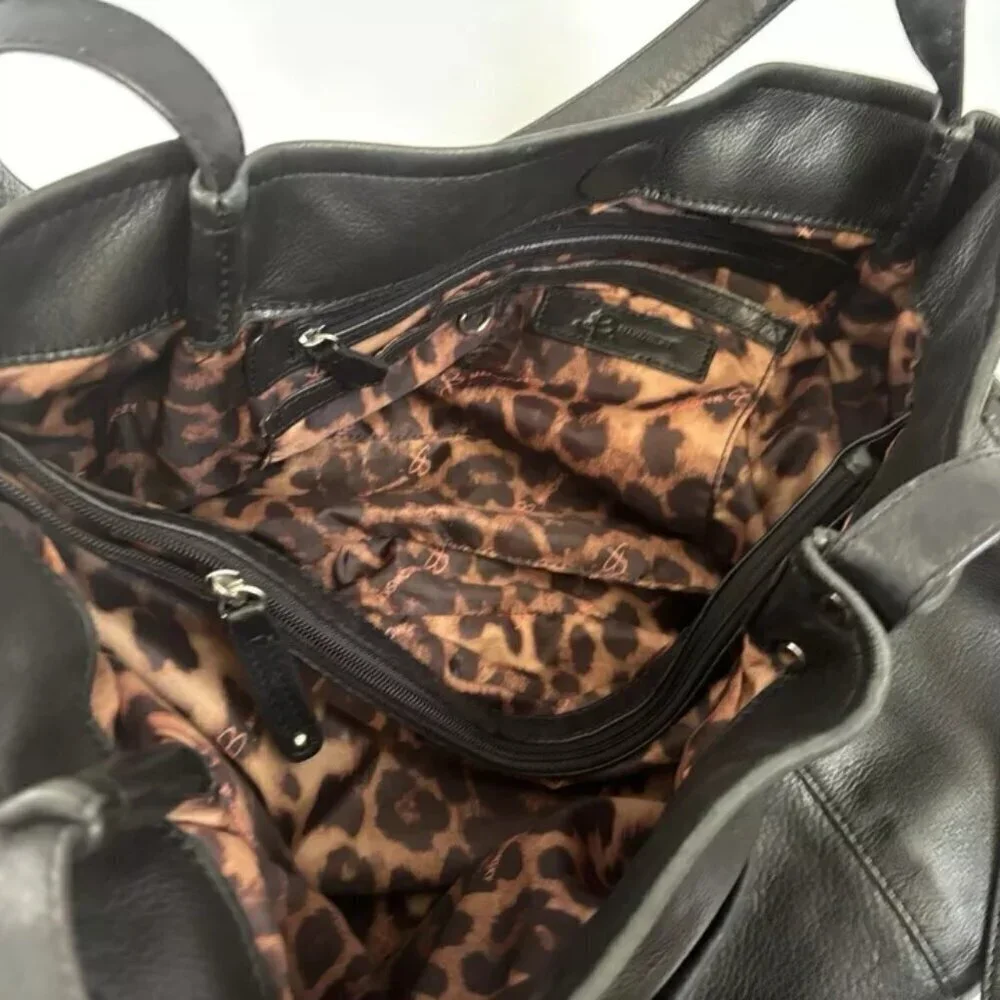 B Makowsky Handbag Satchel Genuine Leather Black Hobo Shoulder Bag Large